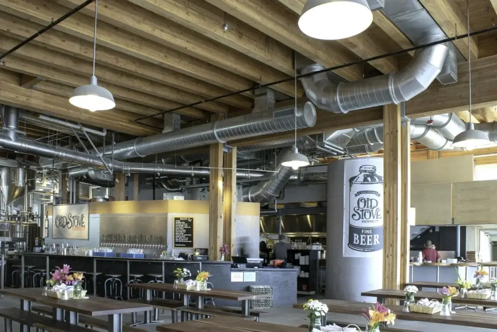 Interior of Old Stove Brewing dining room