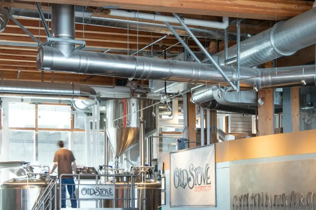 Interior of Old Stove Brewing brewing area