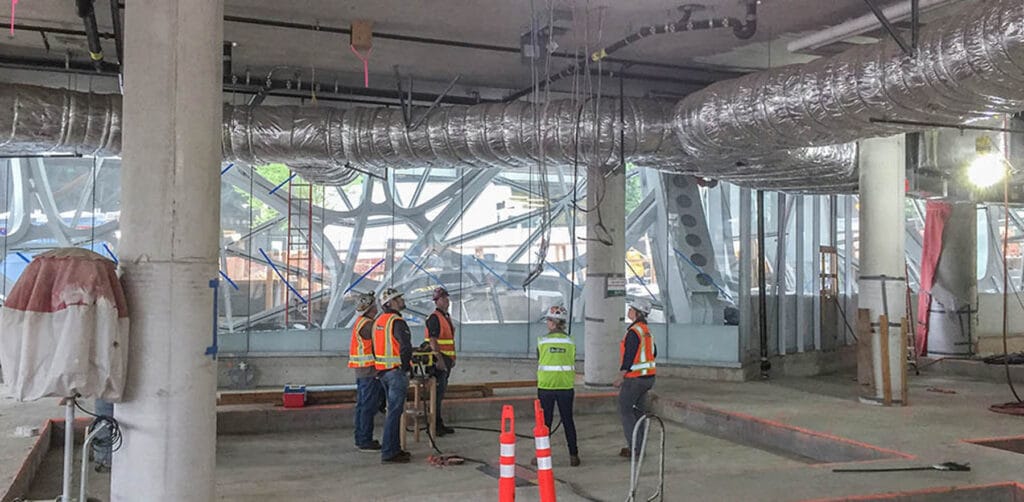 Interior of Amazon Spheres Retail Buildouts